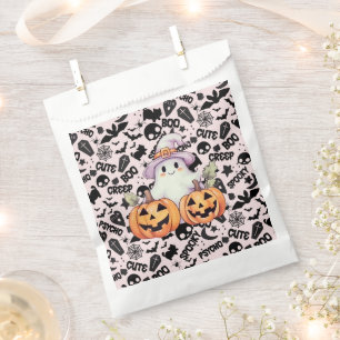 かわいいお化けのピンクと黒のハロウィン フェイバーバッグ