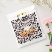 かわいいお化けのピンクと黒のハロウィン フェイバーバッグ (封をした状態)