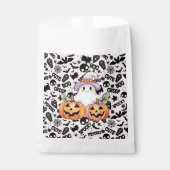 かわいいお化けのピンクと黒のハロウィン フェイバーバッグ (正面)
