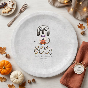 かわいいお化けのブー!ハロウィンパーティー ウォーターカラー ペーパープレート