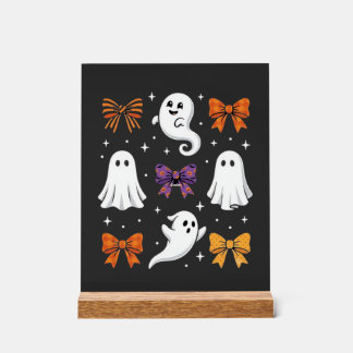 かわいいお化けのリボン Halloween Design_1 アクリルサイン