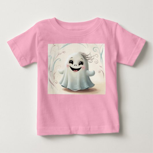 かわいいお化けの友達のハロウィンデザイン ベビーTシャツ (正面)