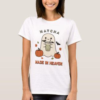 かわいいお化けの抹茶ハロウィンカボチャアート Tシャツ