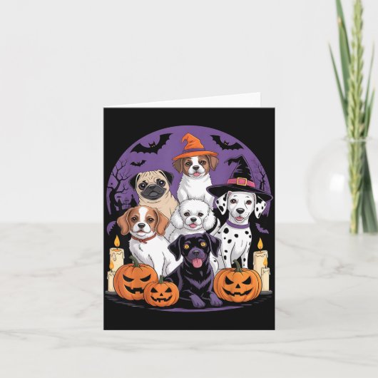 かわいいお化けの犬 お化けに扮した犬 かわいい ハロウィン カード (正面)