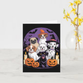 かわいいお化けの犬 お化けに扮した犬 かわいい ハロウィン カード (黄色い花)