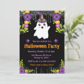 かわいいお化けの花のハロウィンパーティー 招待状 (スタンド正面)