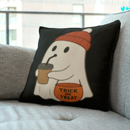 かわいいお化けの赤いビーニー ハロウィン クッション