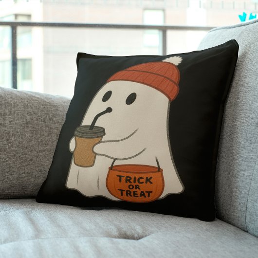 かわいいお化けの赤いビーニー ハロウィン クッション