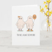 かわいいお化けカップル ハロウィン カード (黄色い花)