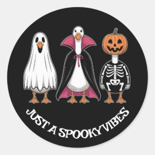 かわいいお化けガチョウのハロウィンステッカー - ゆるいホラー ラウンドシール