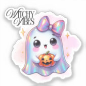 かわいいお化けステッカー - 愛らしいハロウィン シール (正面)