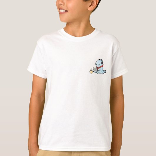 かわいいお化けノートパソコン キッズ Tシャツ (正面)