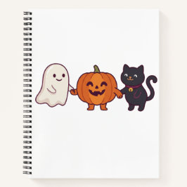 かわいいお化け 黒猫 & ジャック・オ・ランタン ハロウィン ノートブック