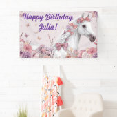 かわいいお姫様のポニー　パステルフラワー馬 横断幕 (インサイチュ)