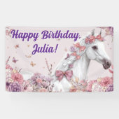 かわいいお姫様のポニー　パステルフラワー馬 横断幕 (横)
