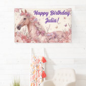 かわいいお姫様のポニー　パステルフラワー馬 横断幕 (インサイチュ)