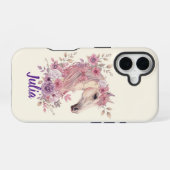 かわいいお姫様のポニー　パステルフラワー馬 iPhone 16ケース (裏面横)