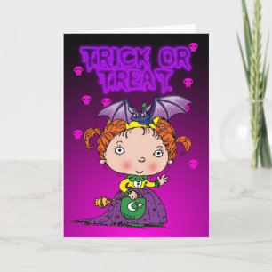 かわいいお姫様の手品を使ったハロウィンカード カード