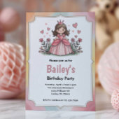 かわいいお姫様の誕生日ガール 招待状