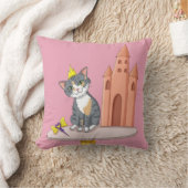 かわいいお姫様猫と城の装飾スロー枕 クッション (ブランケット)