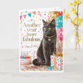 かわいいお姫様猫の誕生日カード カード (黄色い花)