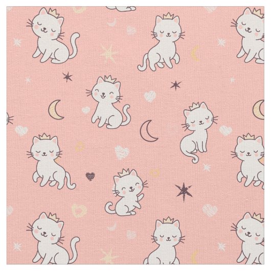 かわいいお姫様猫 ファブリック (クローズアップ)