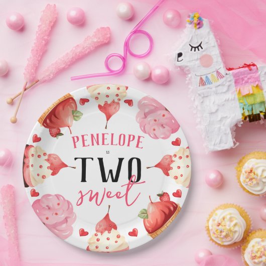 かわいいお姫様風のスイートなアイスクリーム誕生日 ペーパープレート (パーティー)