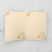 かわいいお姫様 ゴールドフラワー 1歳誕生日招待状C カード (内部)