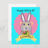 かわいいお尻バニーとメガネ誕生日招待状 インビテーションポストカード (正面/裏面)