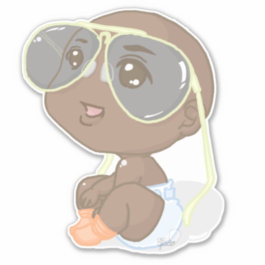 かわいいお尻ブラックベビー子供部屋ルームウォールデカール シール (正面)