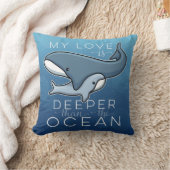 かわいいお母さんおよびベビーのクジラ、愛は海より深いです クッション (ブランケット)
