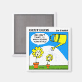 かわいいお母さんおよび子供のBathtimeの漫画の花 マグネット (正面/裏面)