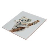 かわいいお母さんとベビーの水彩コアラ淡い灰色 タイル (側面)