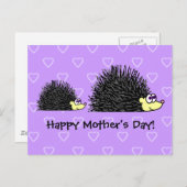 かわいいお母さんと赤ちゃんハリネズミの母の日ポストカード ポストカード (正面/裏面)