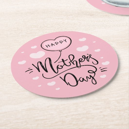 かわいいお母さんの日の書道|コースター ラウンドペーパーコースター (アングル)