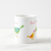 かわいいお母さんの日の贈り物ママバードベビーバードフラワー コーヒーマグカップ (中央)