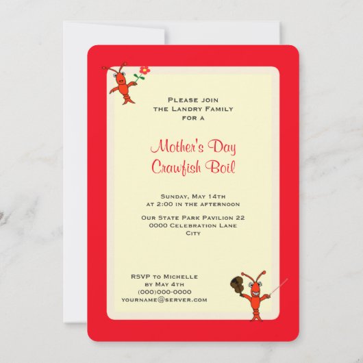 かわいいお母さんの日、ザリザリと煮える 招待状 (裏面)