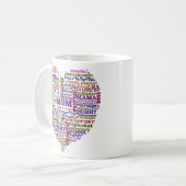かわいいお母さんの母の日の単語の芸術のハート コーヒーマグカップ (正面左)