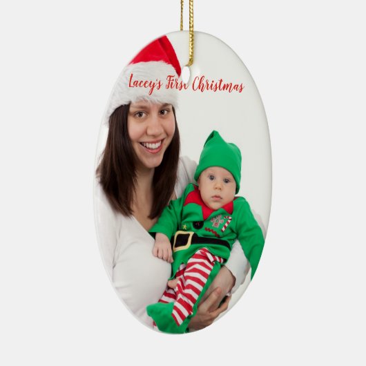 かわいいお母さんベビーの小妖精や小人衣装写真初めてのクリスマス セラミックオーナメント (右)