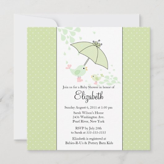 かわいいお母さん及びひな鳥のベビーシャワーの招待状 招待状 (正面)