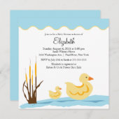 かわいいお母さん及びベビーのアヒルのベビーシャワーの招待状 招待状 (正面/裏面)