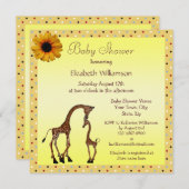 かわいいお母さん及びベビーのキリンの中立ベビーシャワー 招待状 (正面/裏面)
