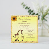 かわいいお母さん及びベビーのキリンの中立ベビーシャワー 招待状 (スタンド正面)