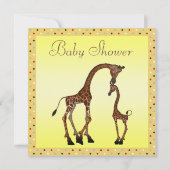 かわいいお母さん及びベビーのキリンの中立ベビーシャワー 招待状 (裏面)