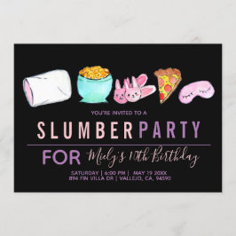 かわいいお泊まり会の誕生日パーティーの招待状 招待状