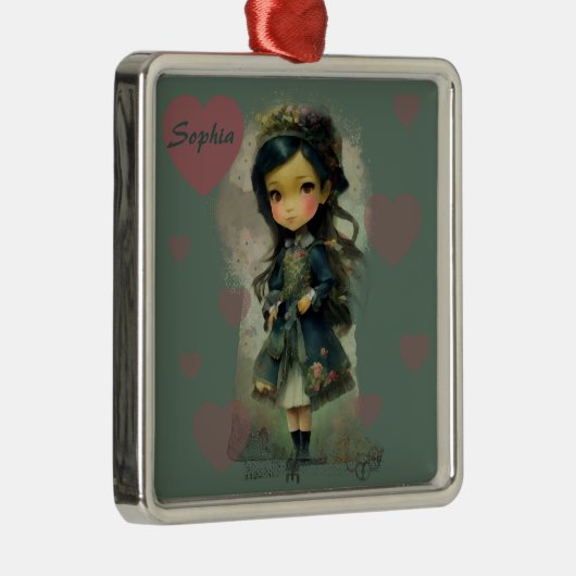 かわいいお洒落おとぎ話ガール メタルオーナメント (右)