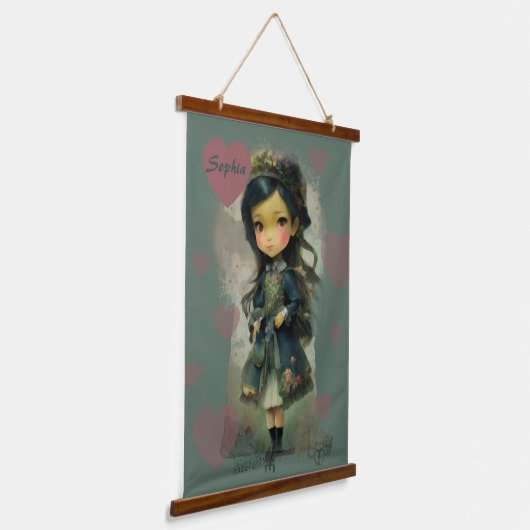 かわいいお洒落おとぎ話ガール 吊り下げ型タペストリー (傾斜あり)