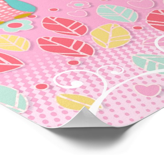 かわいいお洒落おもしろいスワールフクロウが赤ちゃんシャワーのサインをフクロウ ポスター (角)