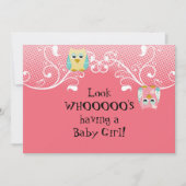 かわいいお洒落おもしろいスワールフクロウが赤ちゃんシャワーカードをフクロウ 招待状 (正面)