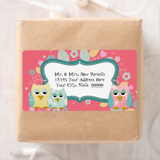 かわいいお洒落おもしろいスワールフクロウ赤ちゃんシャワーシール ラベル (インサイチュ)